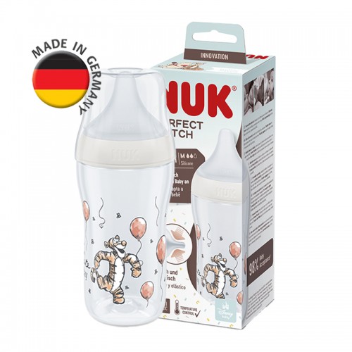 NUK Perfect Match Temperature Control Bottle with Soft Silicone Teat 260ml | Feeding Bottle | Made in Germany
